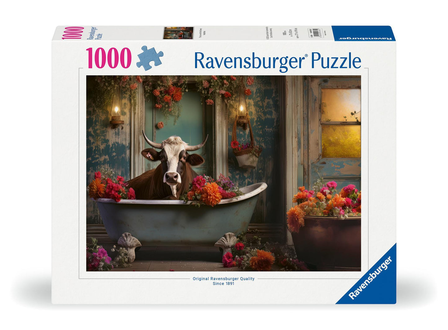 Ravensburger Puzzle 12000782 - Die Kuh in der Badewanne- 1000 Teile Puzzle für Erwachsene
