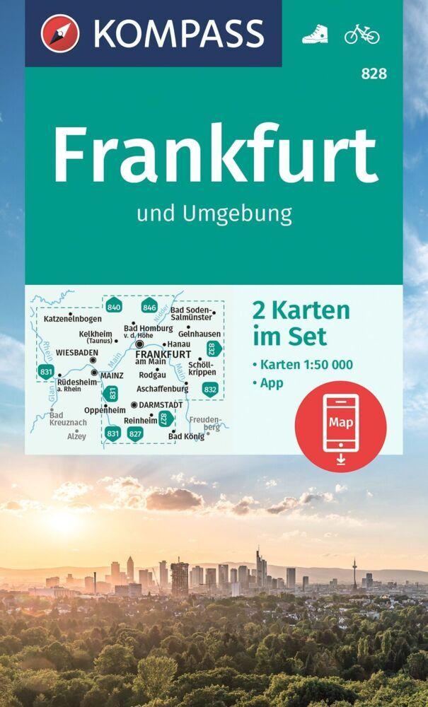 KOMPASS Wanderkarten-Set 828 Frankfurt u.Umgebung (2 Karten) 1:50.000