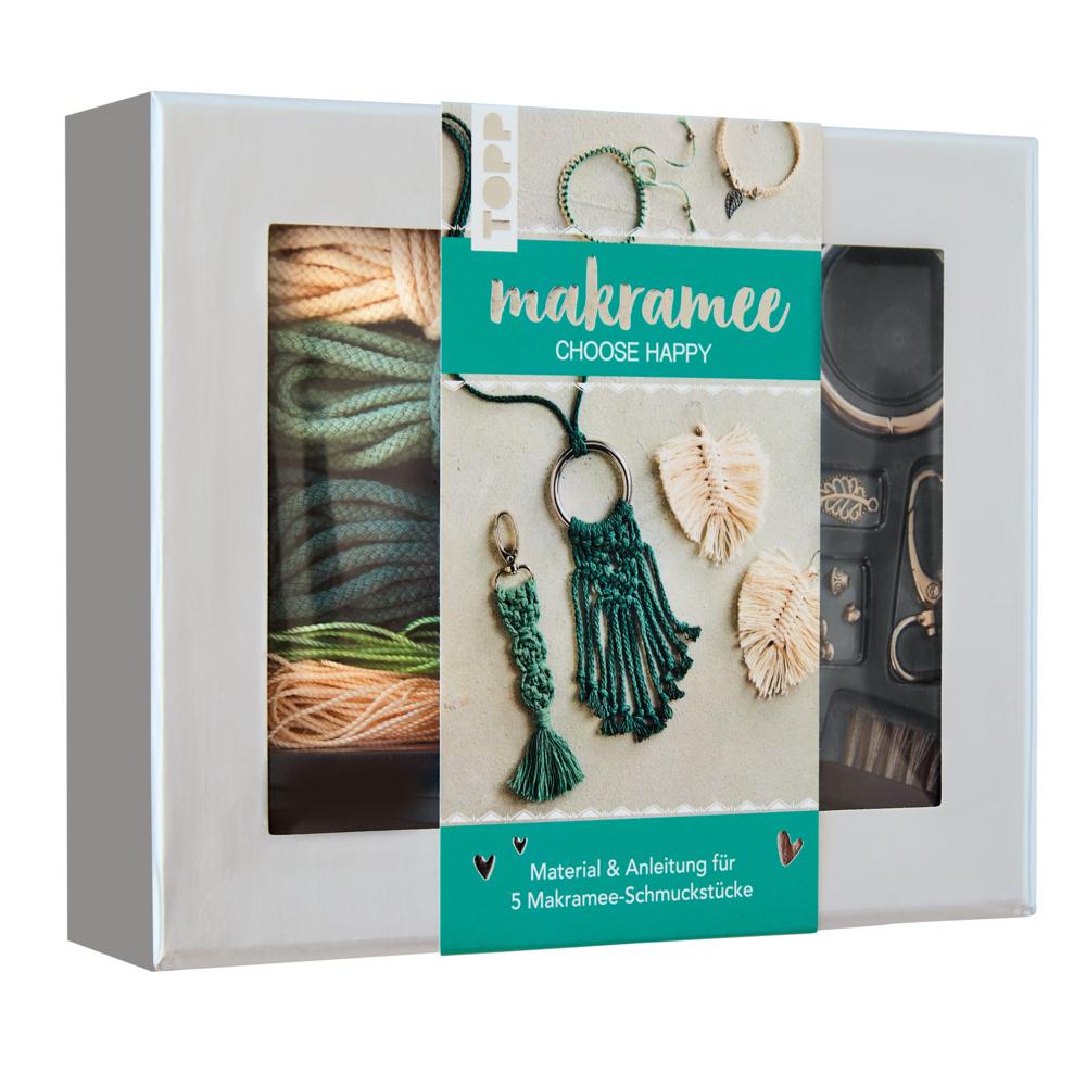 Buchcover: Makramee-Schmuckset 'Choose Happy' (Petrol/Natur)