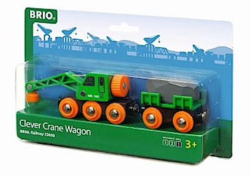 BRIO World - Grüner Kranwagen mit Anhänger und Fracht