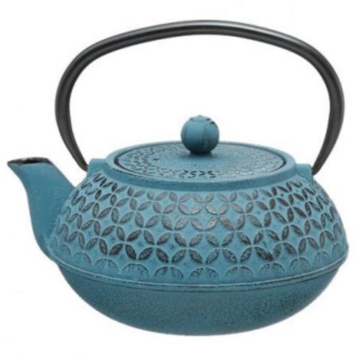 Blumenblaue Gusseisen-Teekanne 1l, blau