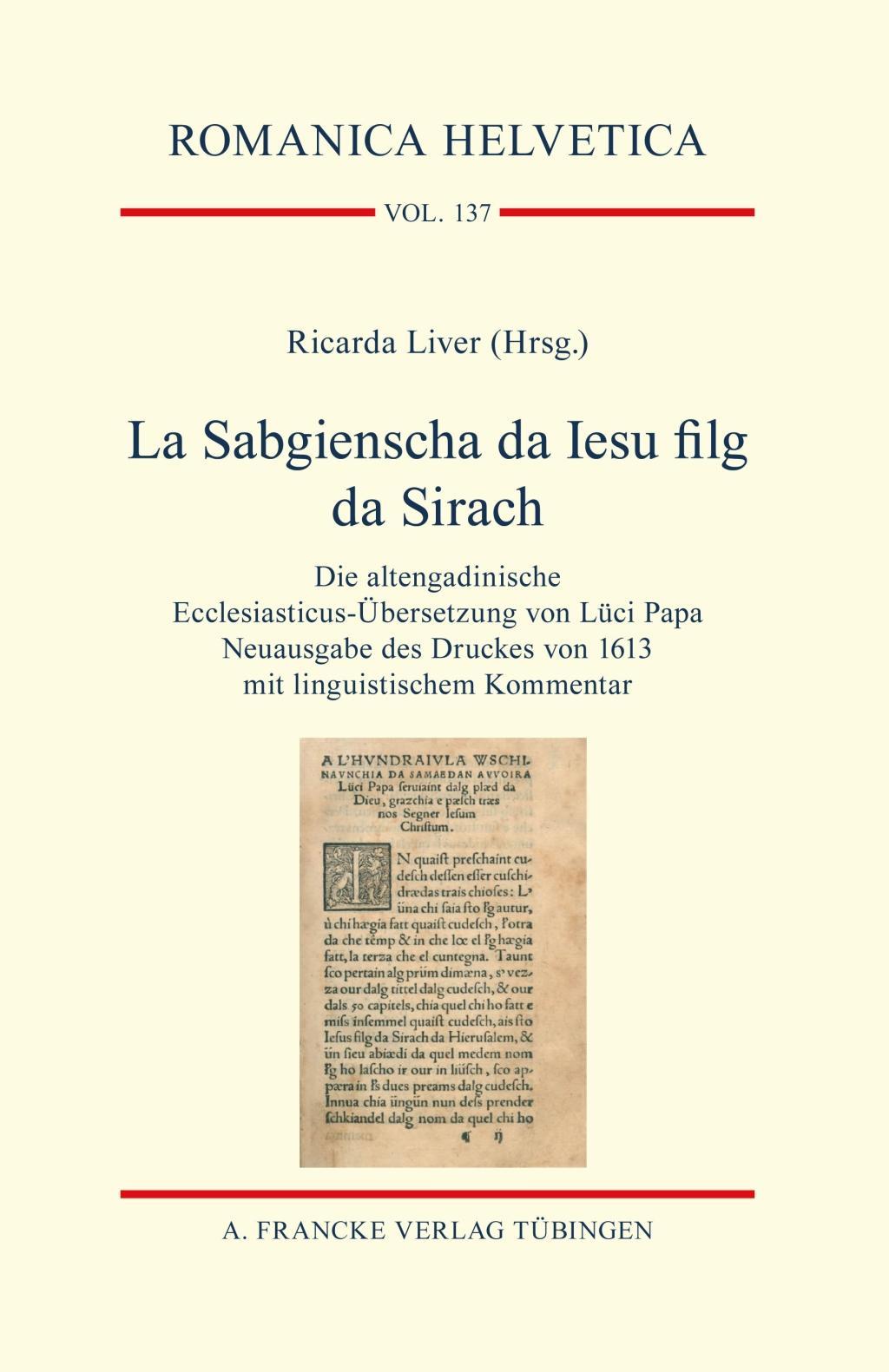 Buchcover: La Sabgienscha da Iesu filg da Sirach