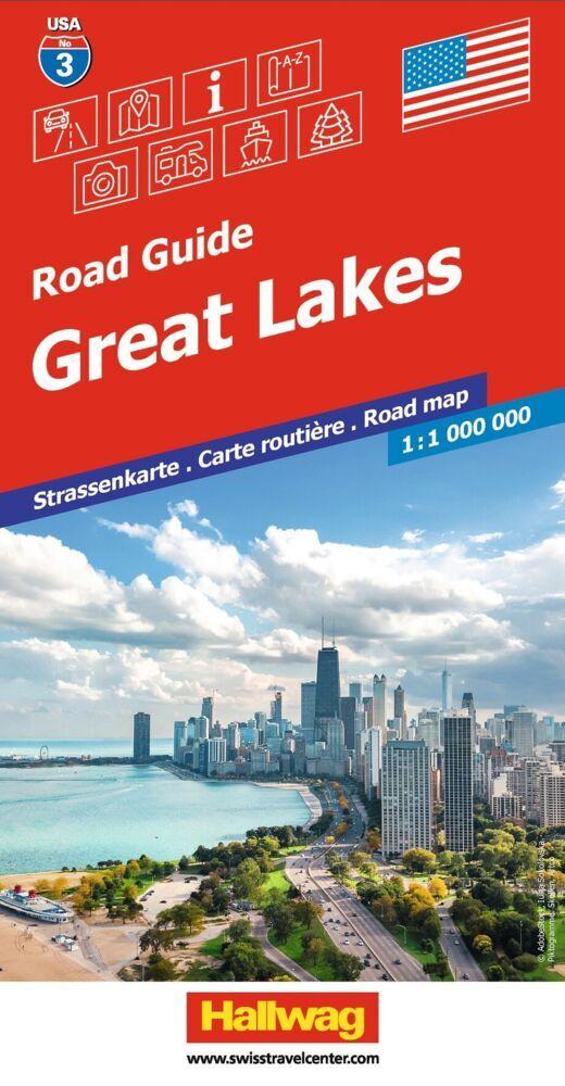 Hallwag Strassenkarte USA, Great Lakes 1:1 Mio.