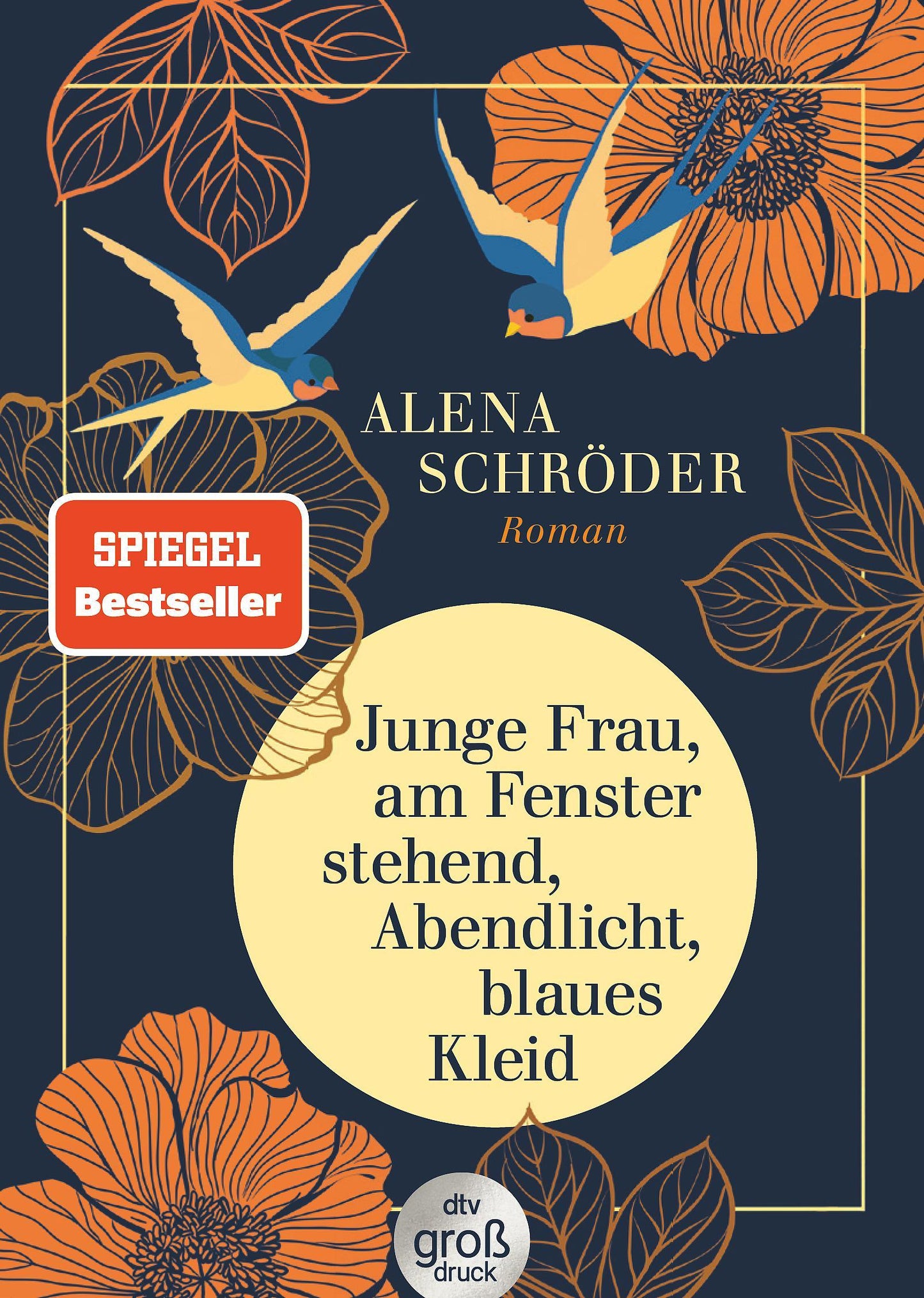 Schröder, Alena/Junge Frau, am Fenster stehend, Abendlicht, blaues Kleid