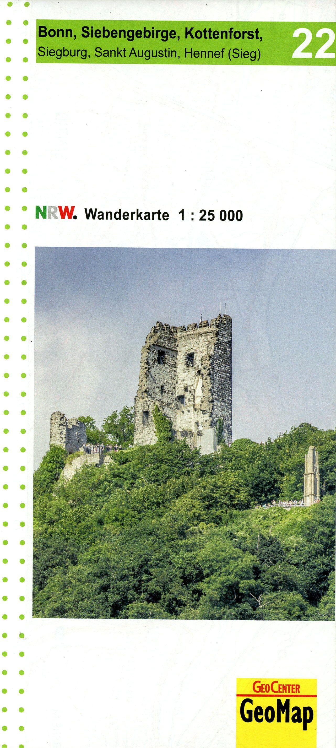 Geobasisdaten: Land NRW/Bonn, Siebengebirge und Kottenforst Blatt 22 topographische Wander