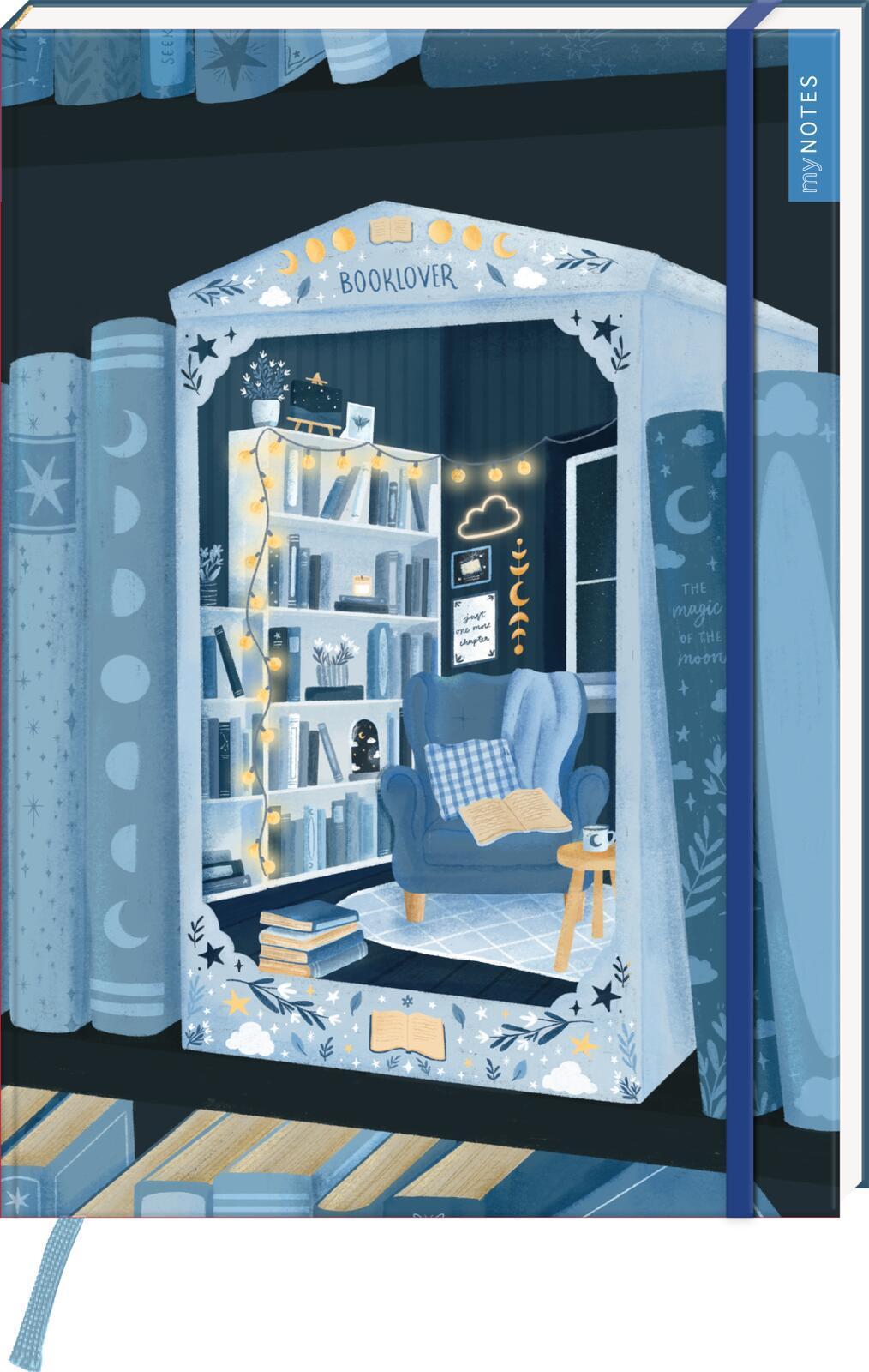 Buchcover: myNOTES Papeterie: Notizbuch A4 Book Nook