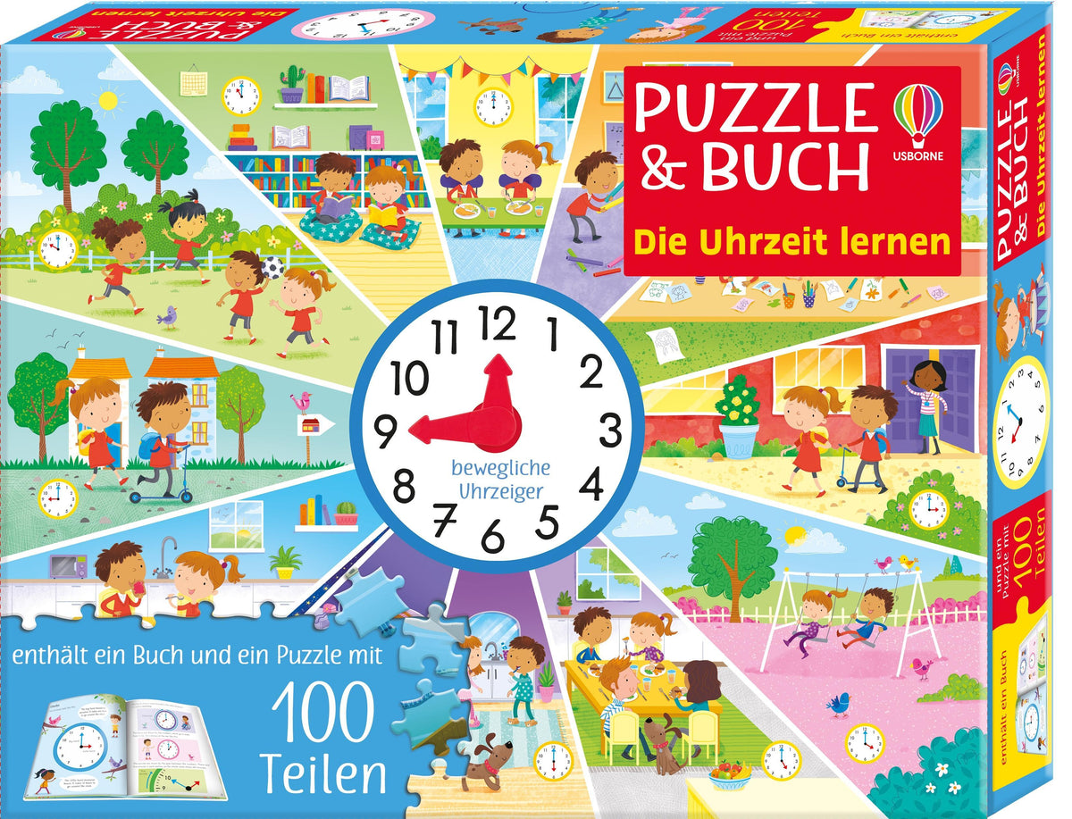 Buchcover: Puzzle & Buch: Die Uhrzeit lernen