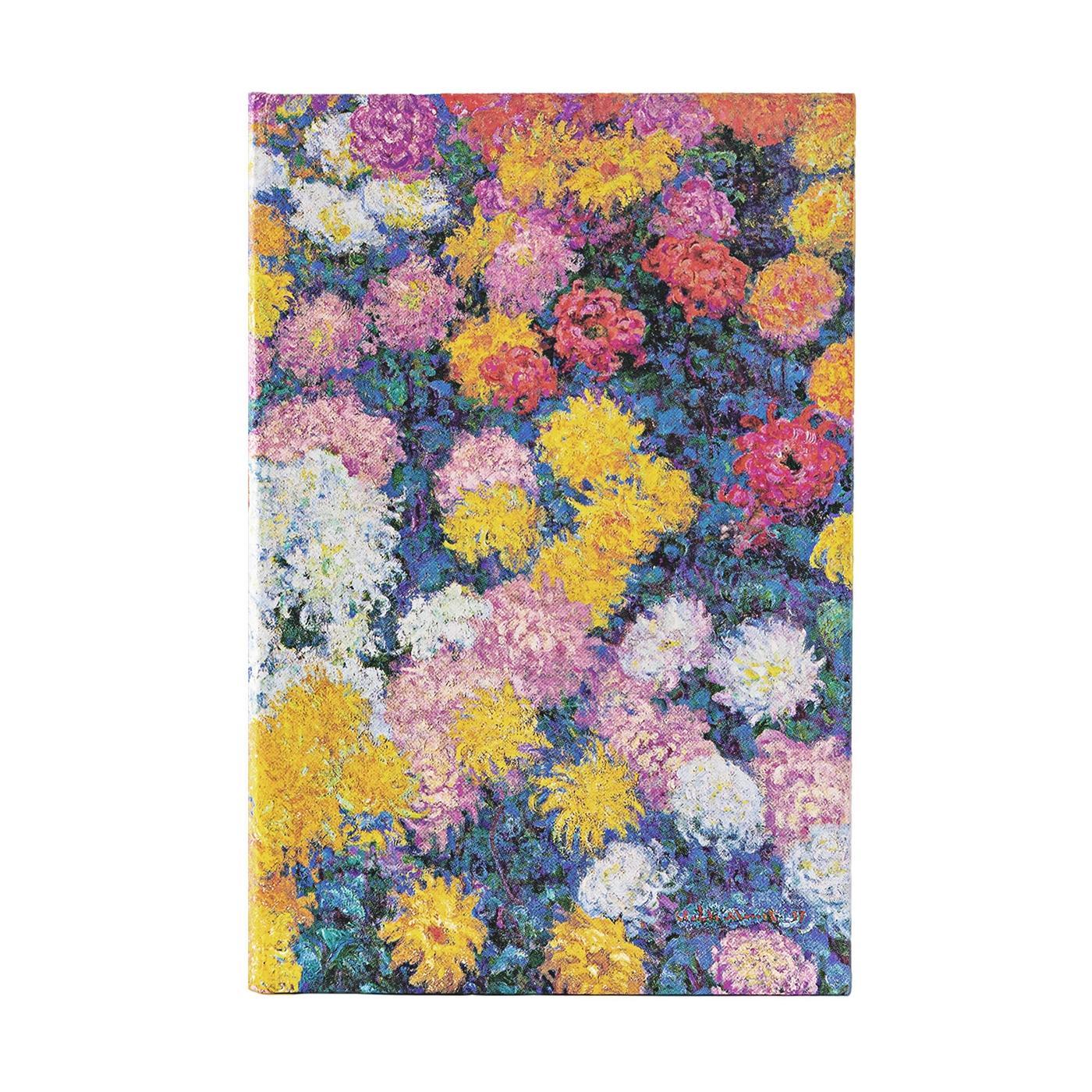 Monet's Chrysanthemums Midi Dot-Grid Hardback Journal (Elastic Band Closure)