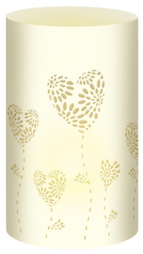 Buchcover: URSUS 5 Silhouetten-Tischlichter \"Filigrano - Herzblumen\", creme