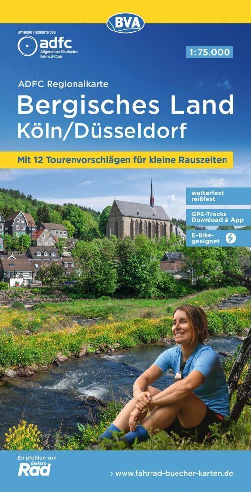 ADFC-Regionalkarte Bergisches Land Köln/Düsseldorf 1:75.000, reiß- und wetterfest, GPS-Tra