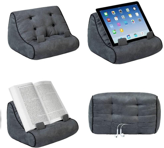 Bookcouch Grau - Lesekissen für Bücher und Tablets - Buchständer - Tablethalter - Lesehillfe - Deutsche Ausgabe