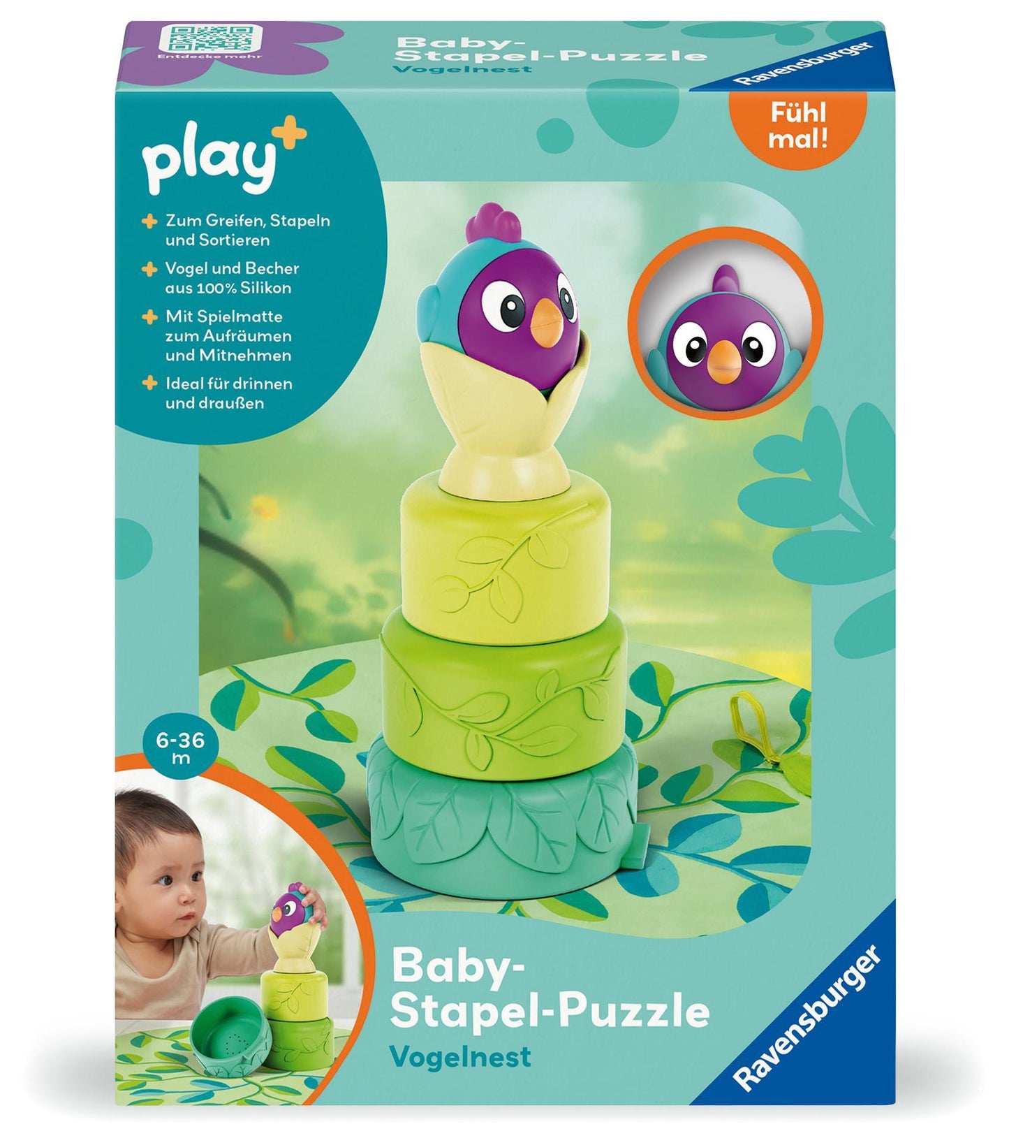 play+ Baby-Stapel-Puzzle: Vogelnest