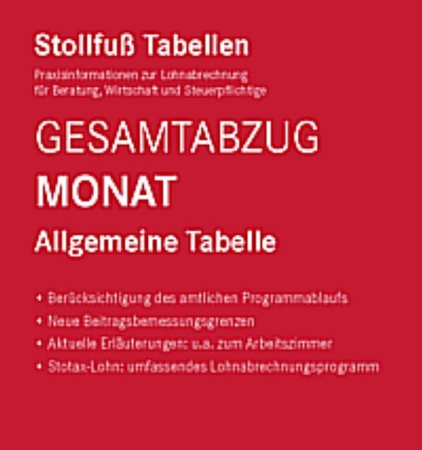 Tabelle, Gesamtabzug 2026 Monat