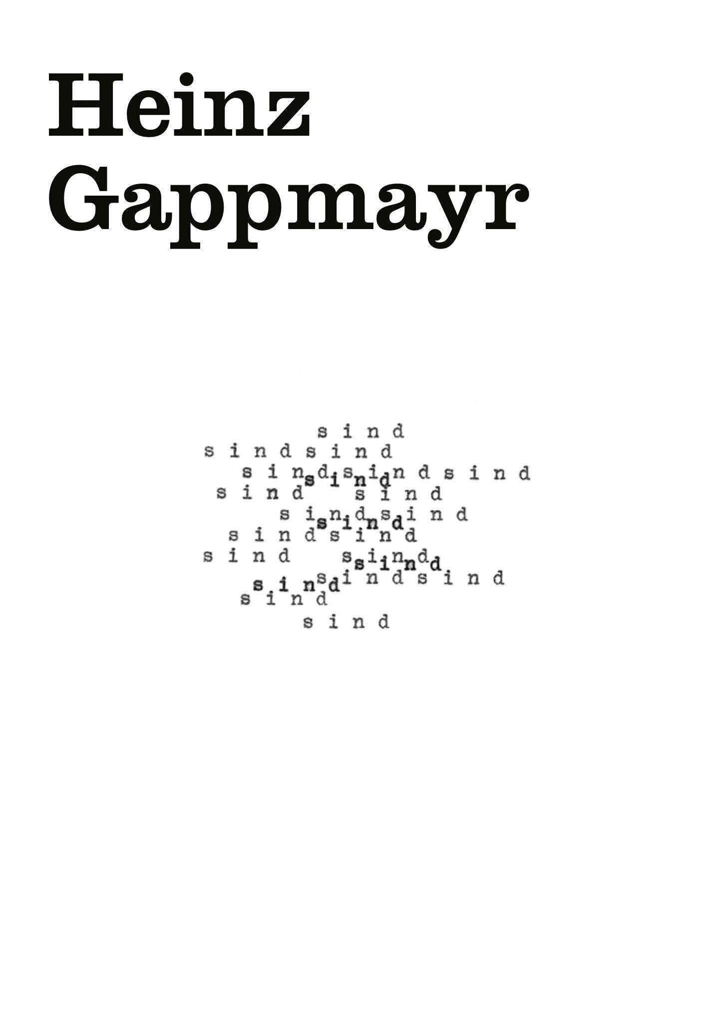 Cahier 001: Heinz Gappmayr