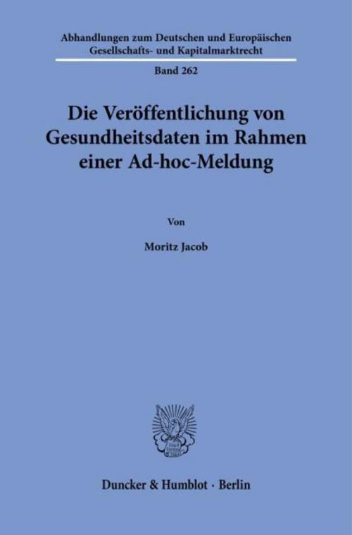 Die Veröffentlichung von Gesundheitsdaten im Rahmen einer Ad-hoc-Meldung