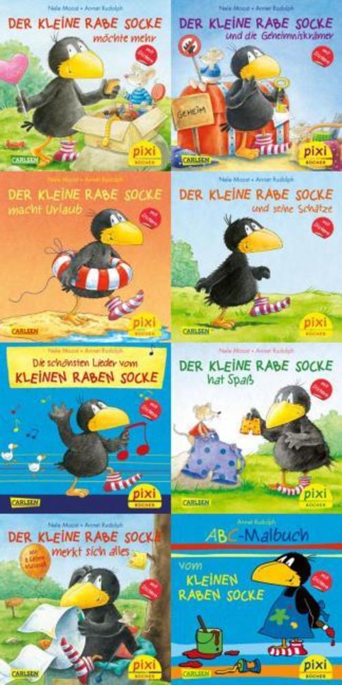 Pixi-Box 193: Der kleine Rabe Socke mit Stickern (8x8 Exemplare)