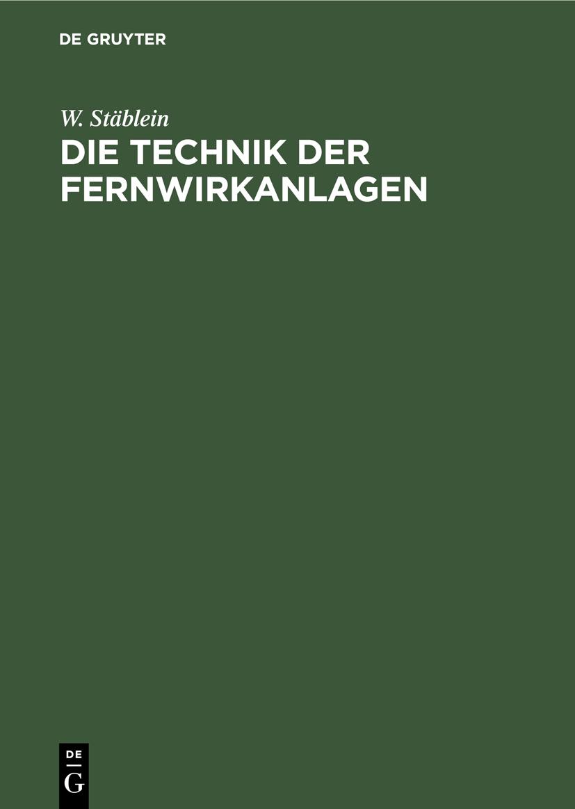 Buchcover: Die Technik der Fernwirkanlagen
