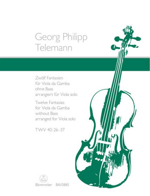 12 Fantasien für Viola da gamba solo TWV 40: 26-37 (arrangiert für Viola solo)