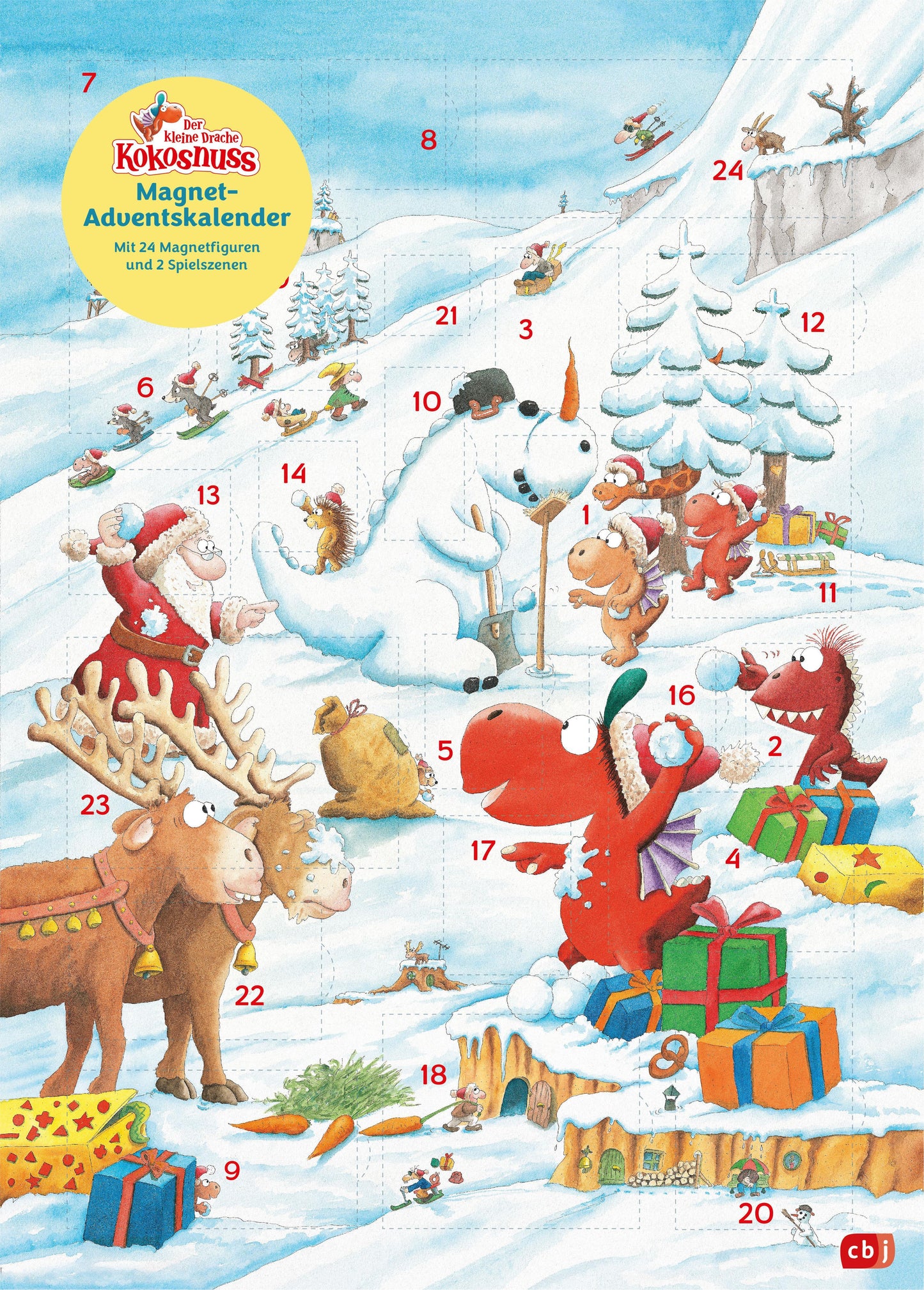 Der kleine Drache Kokosnuss Magnet-Adventskalender mit 24 verschiedenen Magnet-Motiven