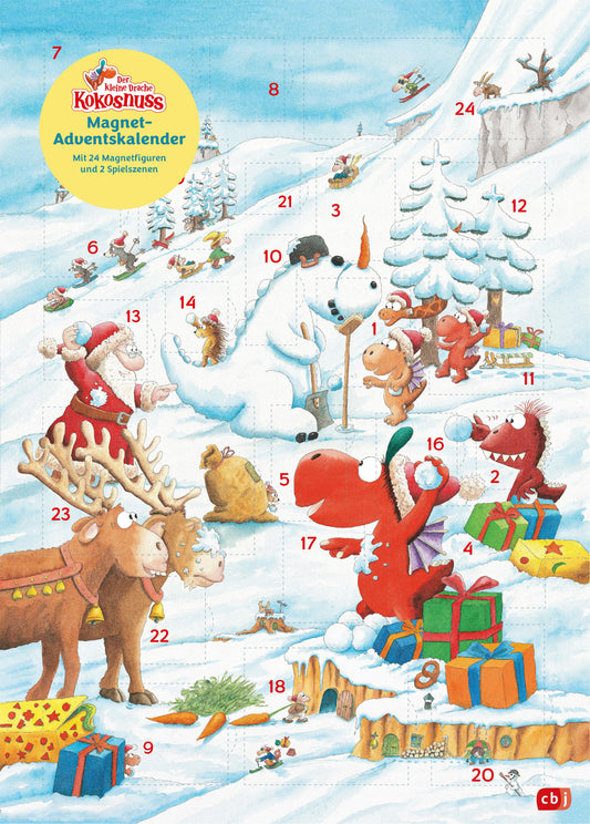 Der kleine Drache Kokosnuss Magnet-Adventskalender mit 24 verschiedenen Magnet-Motiven