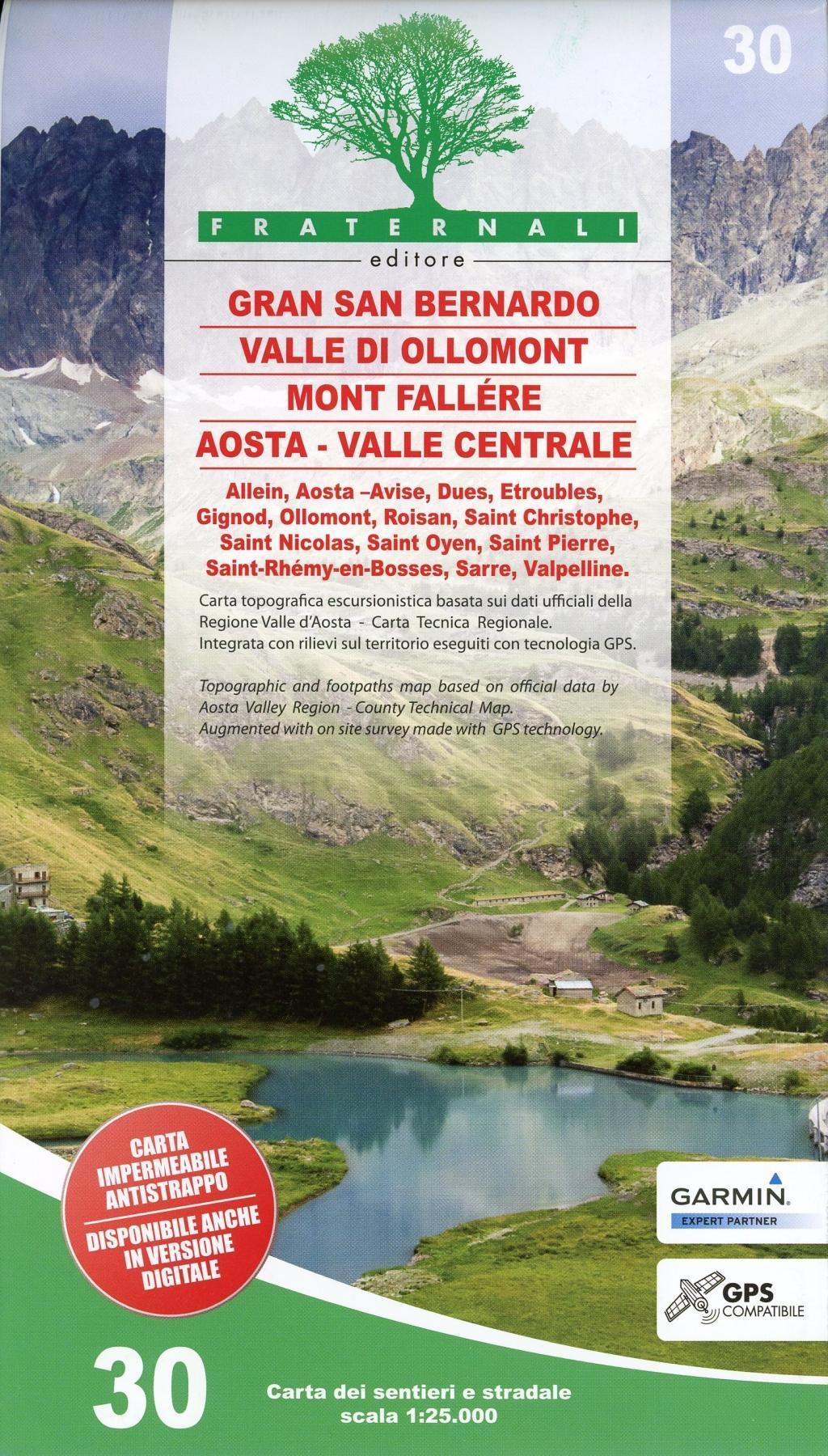 Carta n. 30. Gran San Bernardo, Valle di Ollomont, Mont Fallére, Aosta 1:25.000