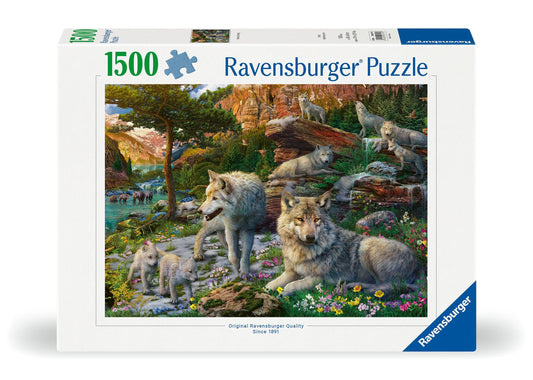 Erwachsenenpuzzle 1500 Teile - Wolfsrudel im Frühlingserwachen