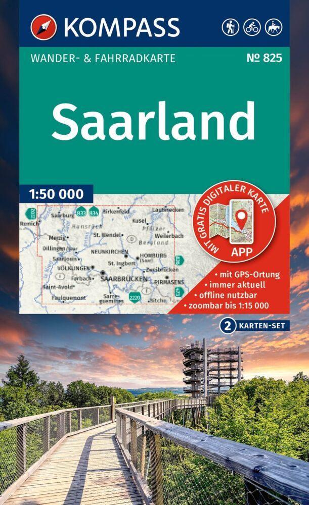 KOMPASS Wanderkarten-Set 825 Saarland (2 Karten) 1:50.000
