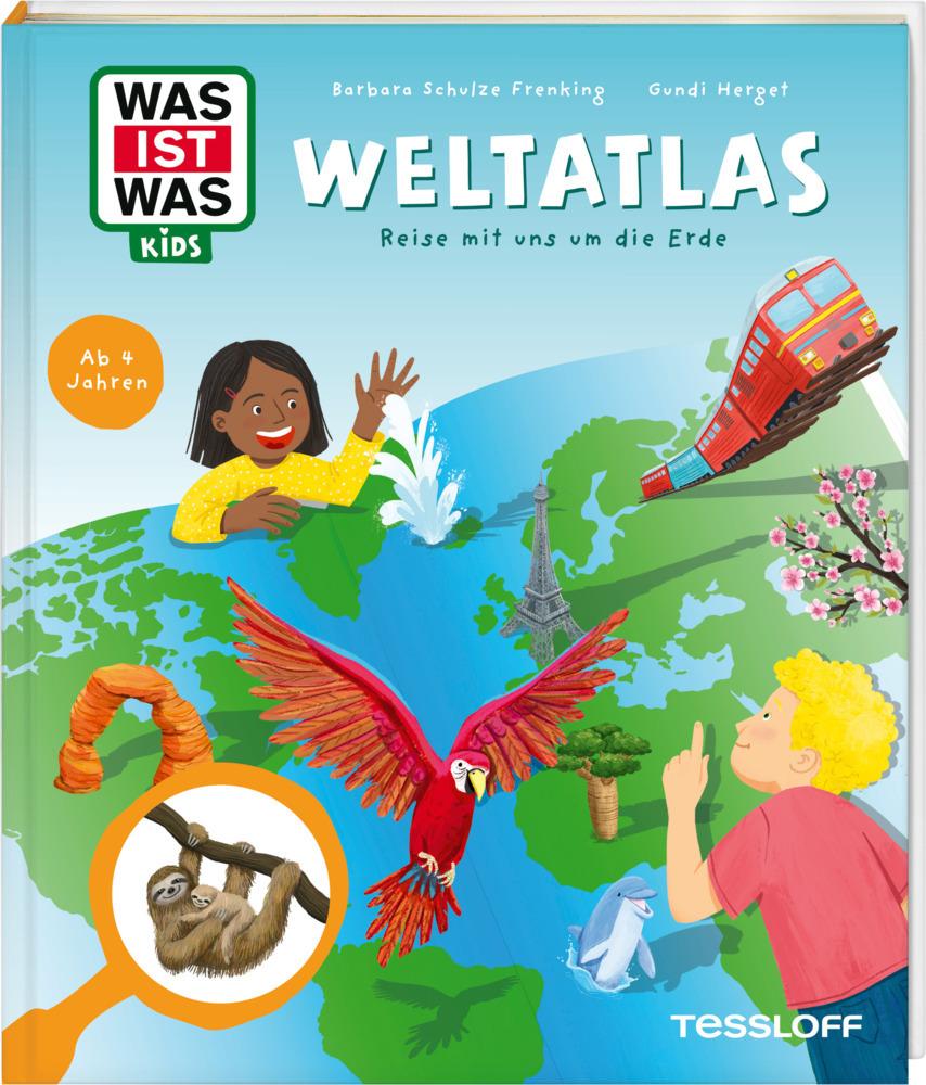 WAS IST WAS Kids Weltatlas. Entdecke Länder, Tiere und Kulturen | Illustriertes Klappenbuch für Kinder ab 4 Jahren