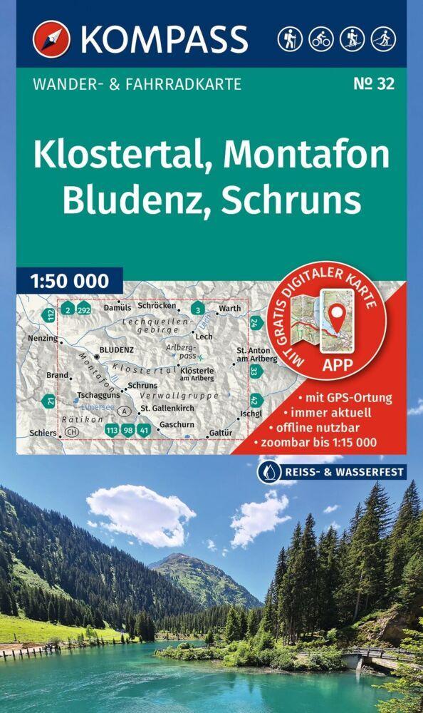 KOMPASS Wanderkarte 32 Klostertal, Montafon, Bludenz, Schruns 1:50.000