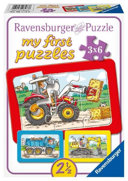 Buchcover: my first puzzles - Bagger, Traktor und Kipplader