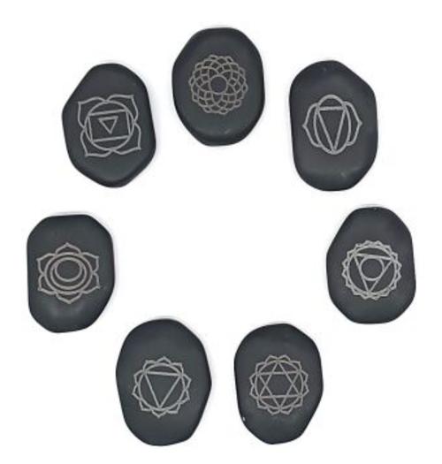 Hot Massage Stone \"Chakra\" graviert Set7