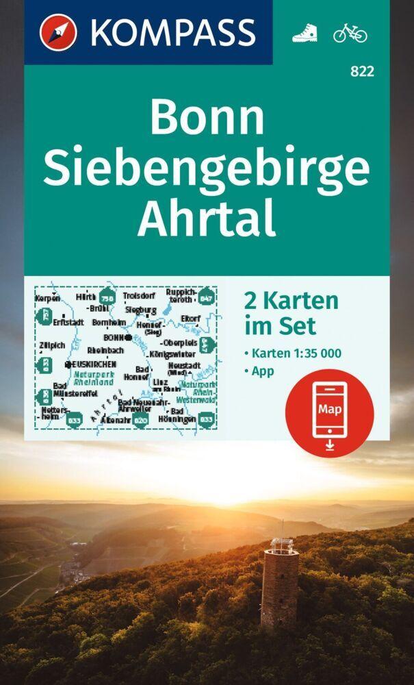 KOMPASS Wanderkarten-Set 822 Bonn, Siebengebirge, Ahrtal (2 Karten) 1:35.000
