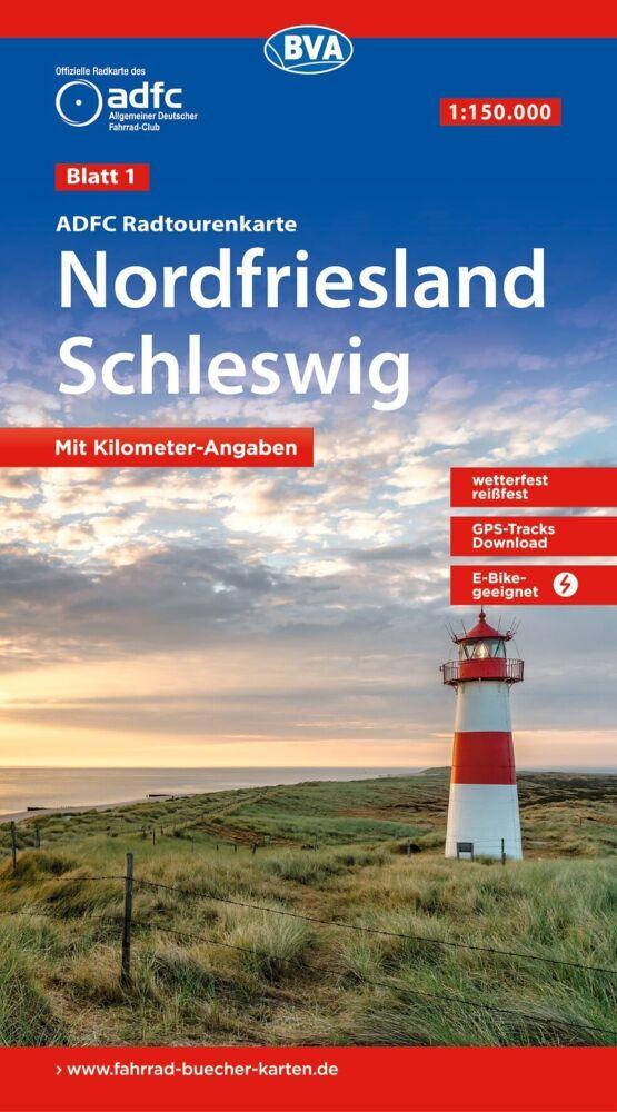 BVA ADFC Radtourenkarte Nordfriesland, Schleswig 1:150.000