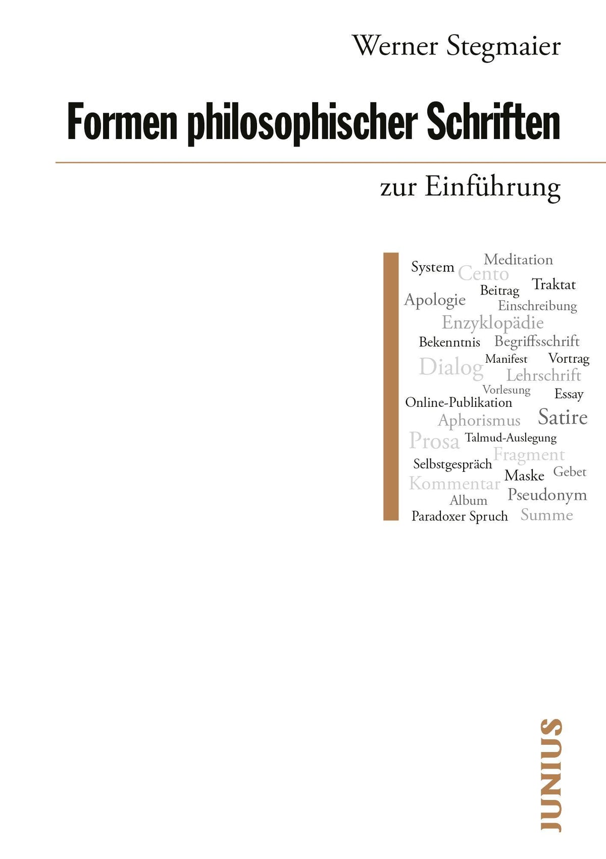 Buchcover: Formen philosophischer Schriften zur Einführung