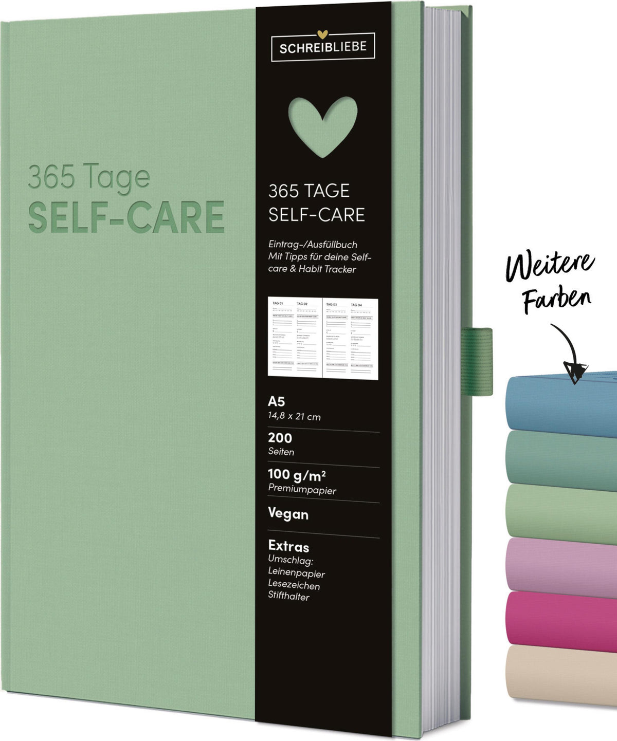 Buchcover: Self-care Tagebuch Mint