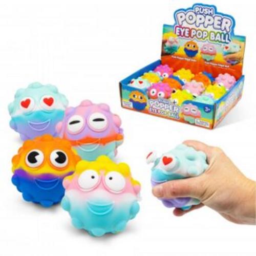 Display 12 Eye Popper Fidget Ball, 7 cm gemischt