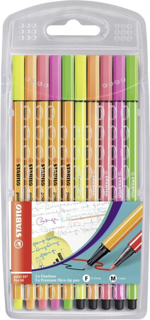 Buchcover: Fineliner & Filzstifte - STABILO point 88 + Pen 68 - 10er Pack - Neonfarben