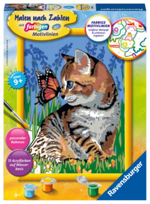 Malen nach Zahlen CreArt - Katze mit Schmetterling
