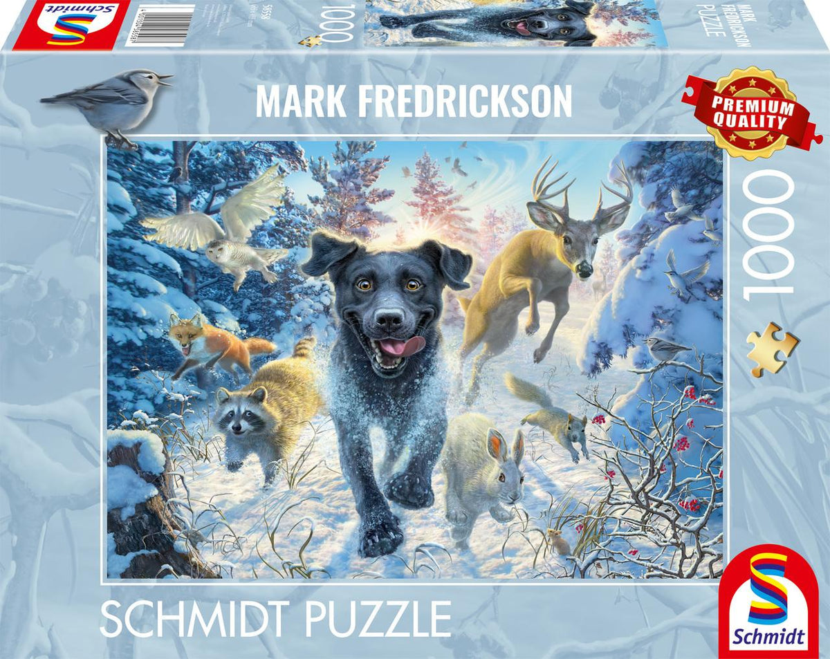 Buchcover: Hundeliebe - Schwarzer Labrador im Schnee