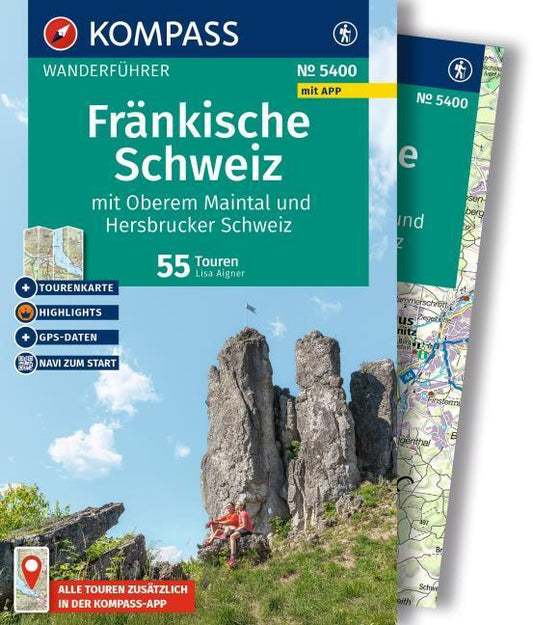 KOMPASS Wanderführer Fränkische Schweiz mit Oberem Maintal und Hersbrucker Schweiz, 55 Touren mit Extra-Tourenkarte