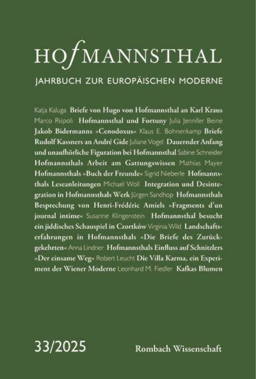 Hofmannsthal. Jahrbuch zur europäischen Moderne 33 | 2025