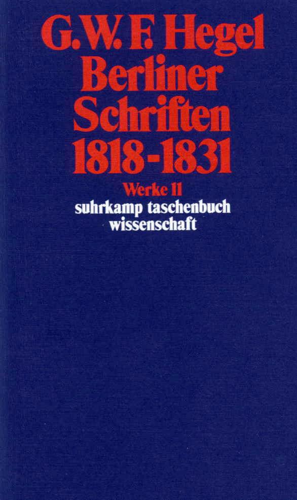 Buchcover: Berliner Schriften 1818-1831