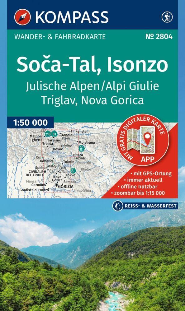 KOMPASS Wanderkarte 2804 So¿a-Tal, Isonzo, Alpi Giulie / Julische Alpen, Triglav, Nova Gorica 1:50.000