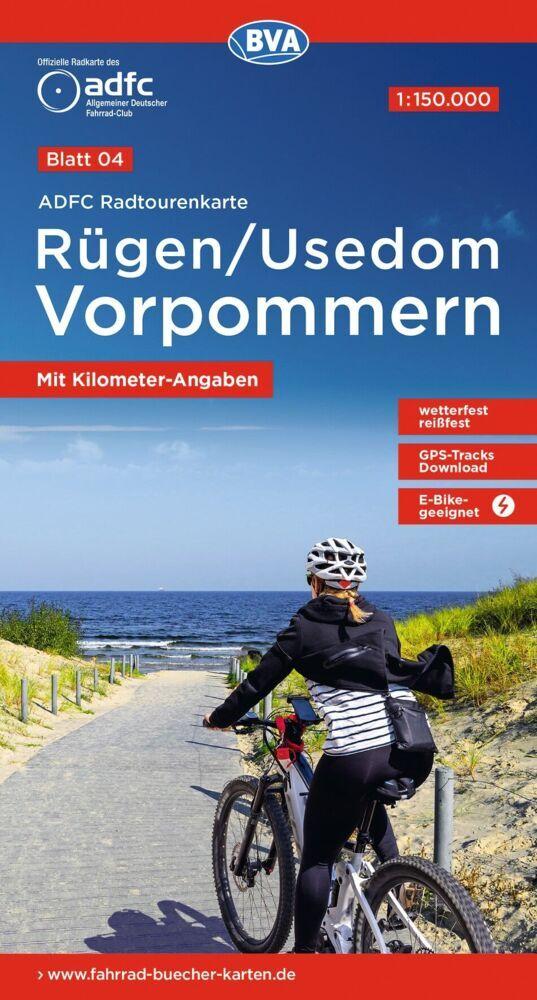 BVA ADFC Radtourenkarte Rügen/Usedom Vorpommern 1:150.000