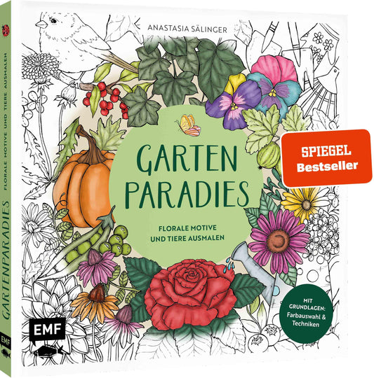Gartenparadies - Florale Motive und Tiere ausmalen