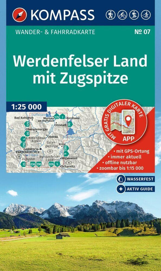 KOMPASS Wanderkarte 07 Werdenfelser Land mit Zugspitze 1:25.000