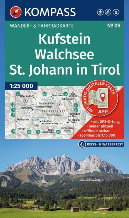 KOMPASS Wanderkarte 09 Kufstein, Walchsee, St. Johann in Tirol 1:25.000