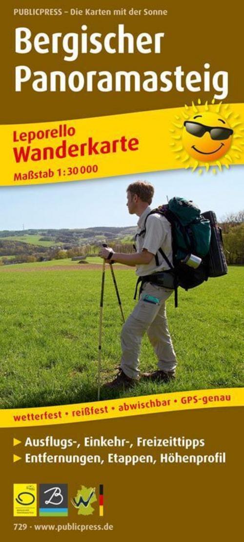 Bergischer Panoramasteig Wanderkarte 1 : 30 000