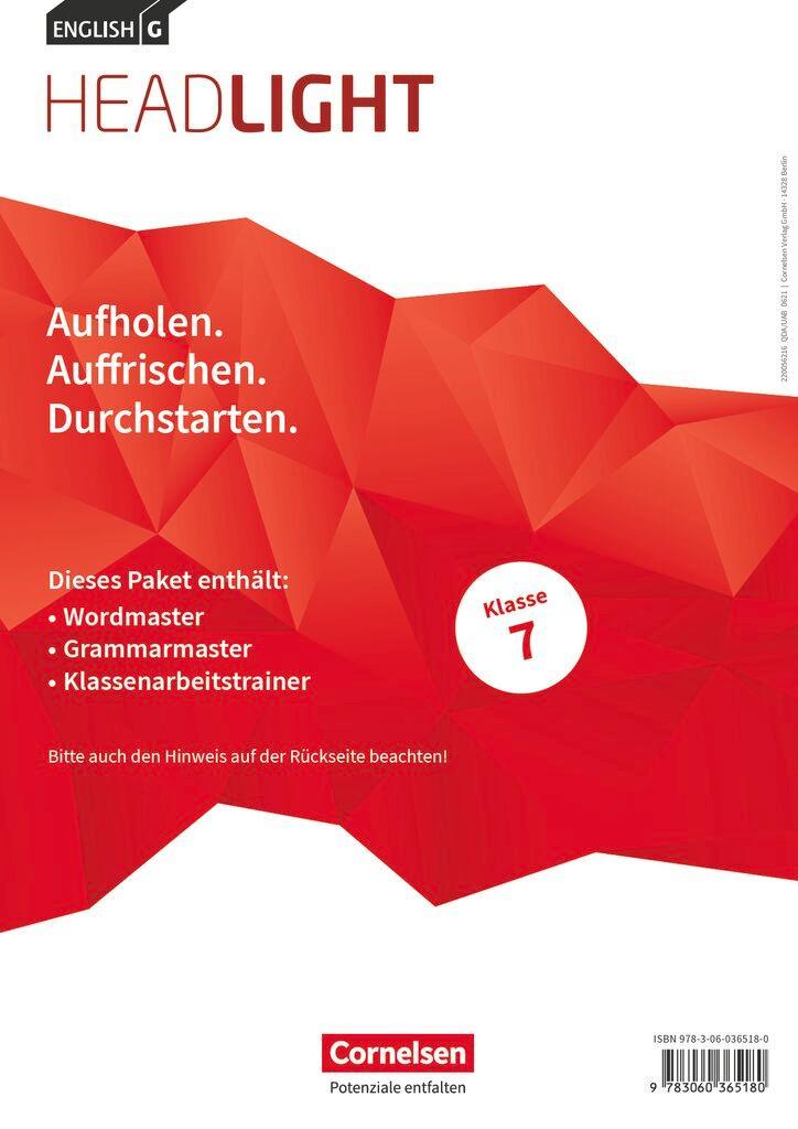 English G Headlight Band 3: 7. Schuljahr - Arbeitshefte Wordmaster, Grammarmaster und Klassenarbeitstrainer (Im Paket)
