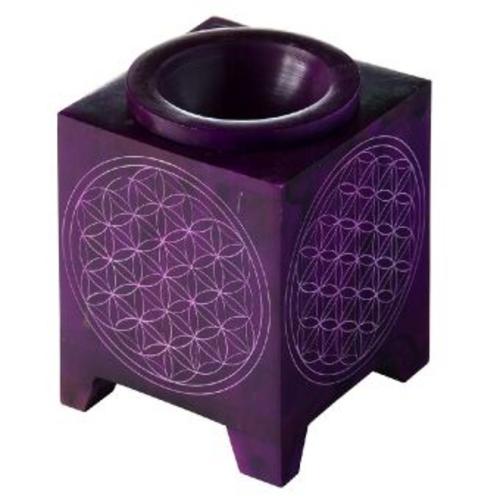 Aromalampe \"Blume des Lebens\" Speckstein lila